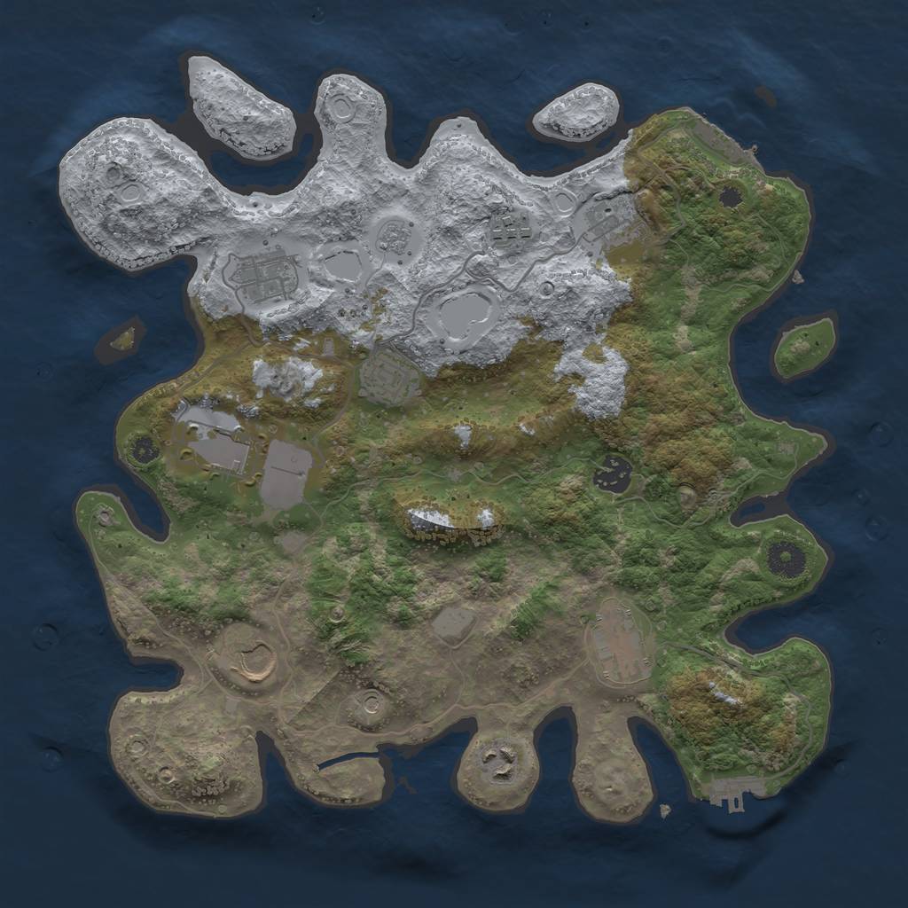 Rust Map: Procedural Map, Size: 3600, Seed: 7834, 18 Monuments