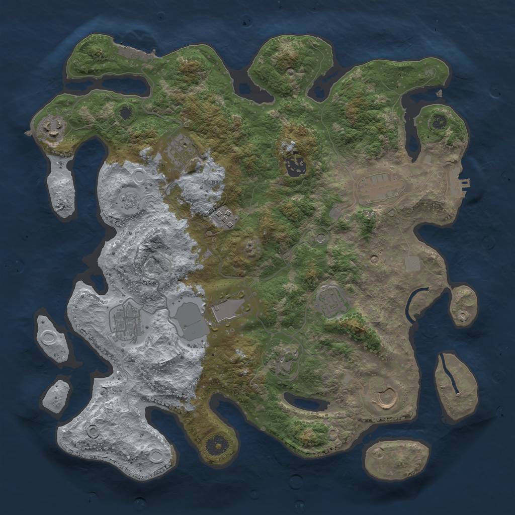 Rust Map: Procedural Map, Size: 3650, Seed: 30499197, 19 Monuments