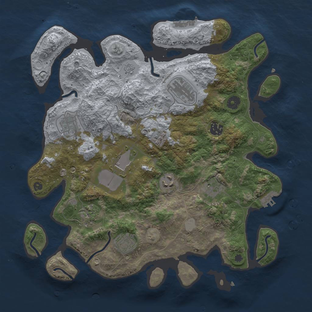 Rust Map: Procedural Map, Size: 3500, Seed: 27863623, 17 Monuments