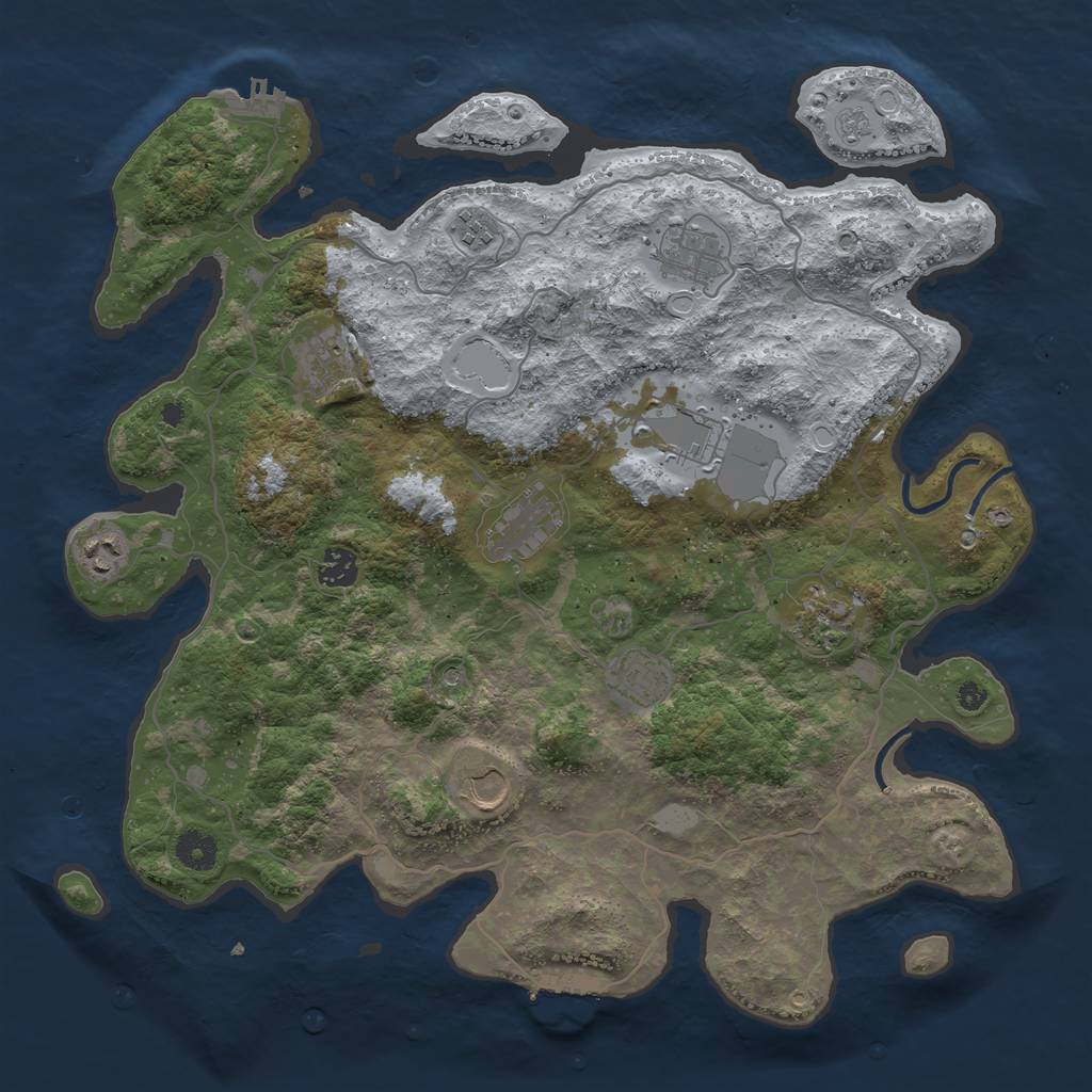 Rust Map: Procedural Map, Size: 4000, Seed: 1420750943, 19 Monuments