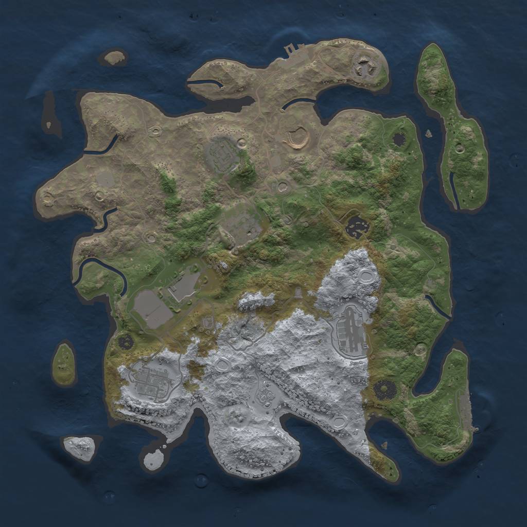 Rust Map: Procedural Map, Size: 3550, Seed: 95289172, 17 Monuments
