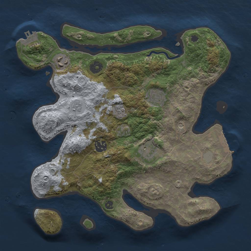 Rust Map: Procedural Map, Size: 3000, Seed: 951590572, 14 Monuments