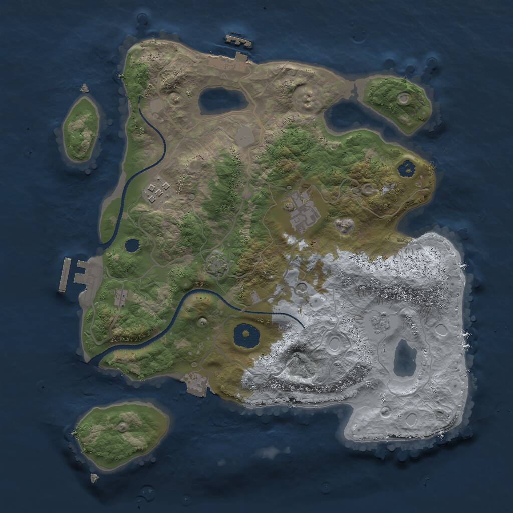 Rust Map: Procedural Map, Size: 3000, Seed: 921832857, 8 Monuments