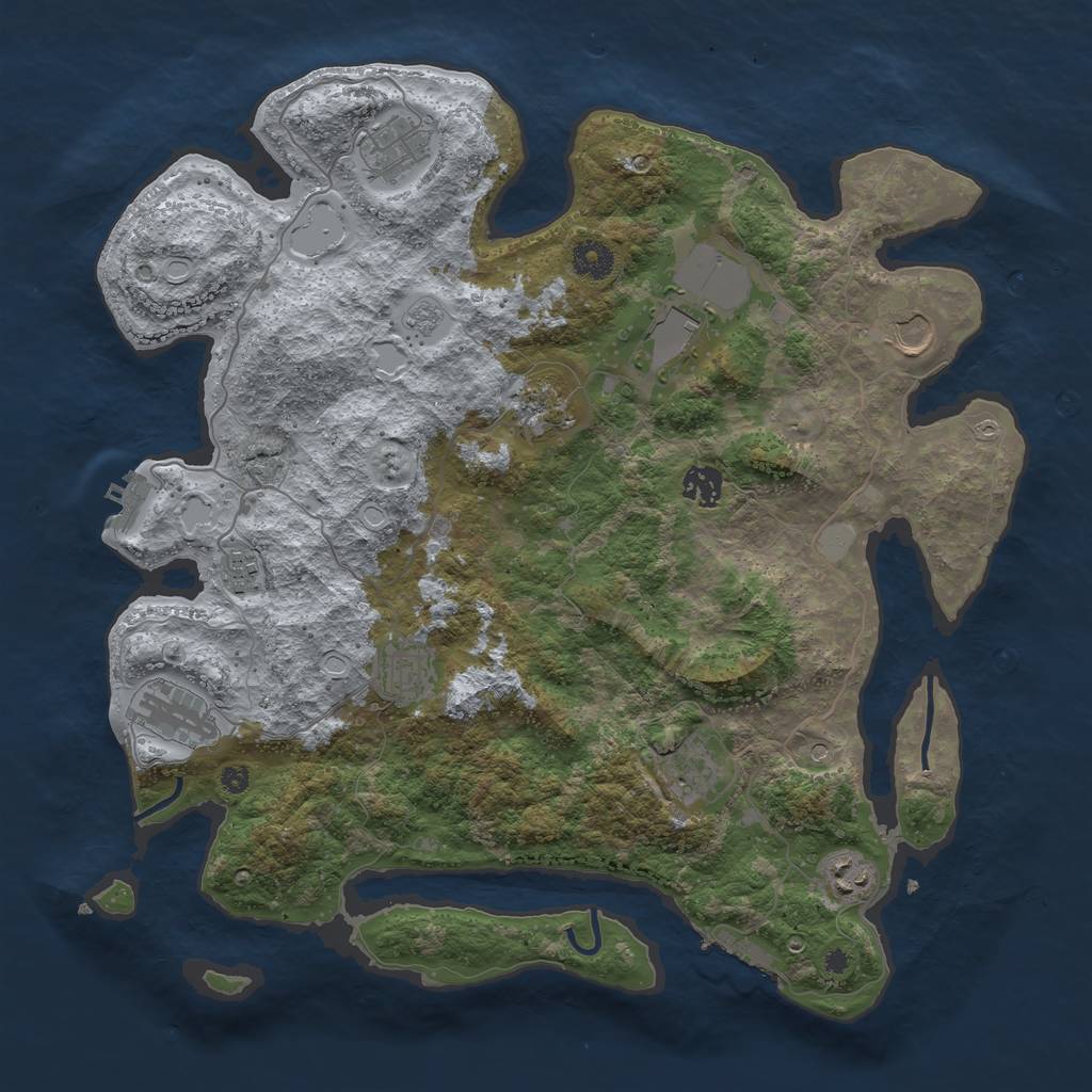 Rust Map: Procedural Map, Size: 3950, Seed: 86649782, 19 Monuments