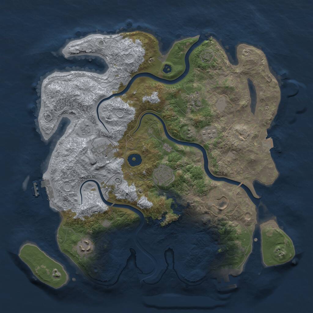 Rust Map: Procedural Map, Size: 3500, Seed: 85986197, 12 Monuments