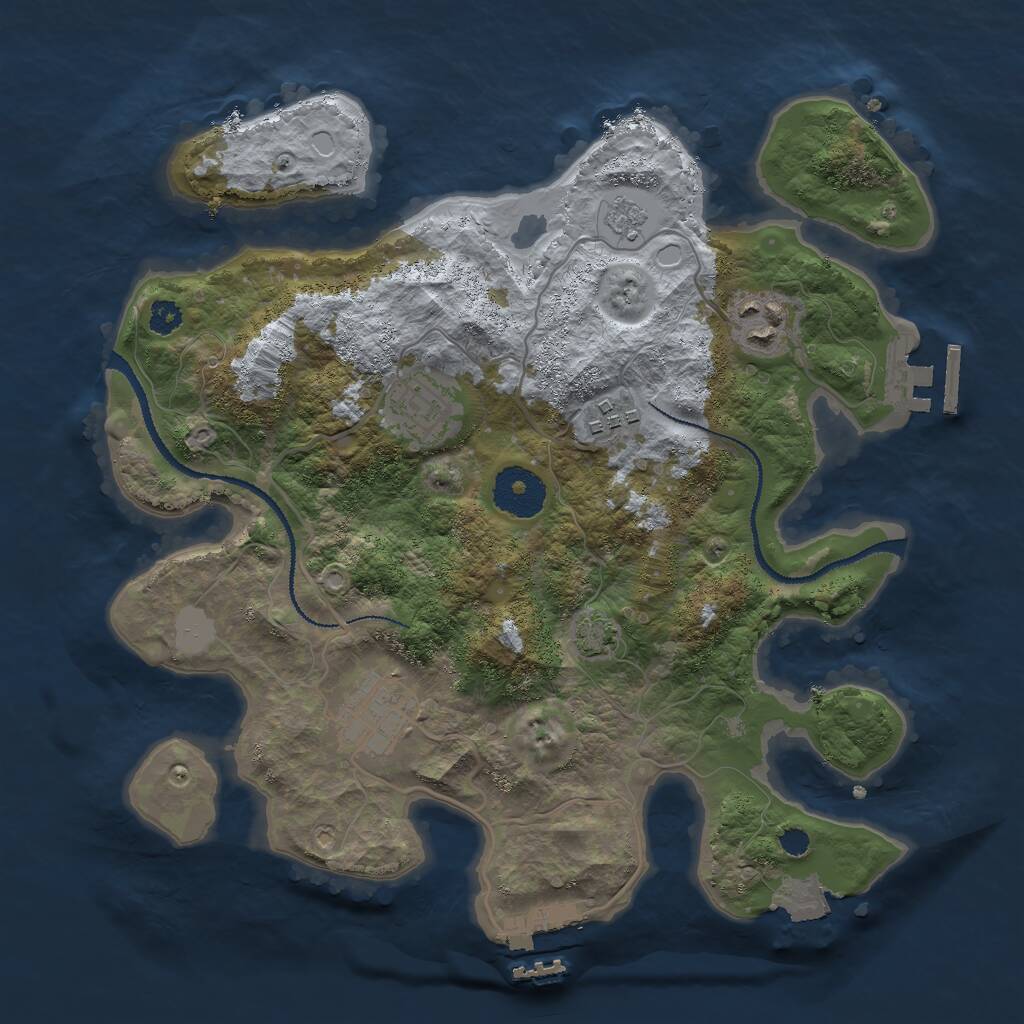 Rust Map: Procedural Map, Size: 3000, Seed: 1223952532, 9 Monuments