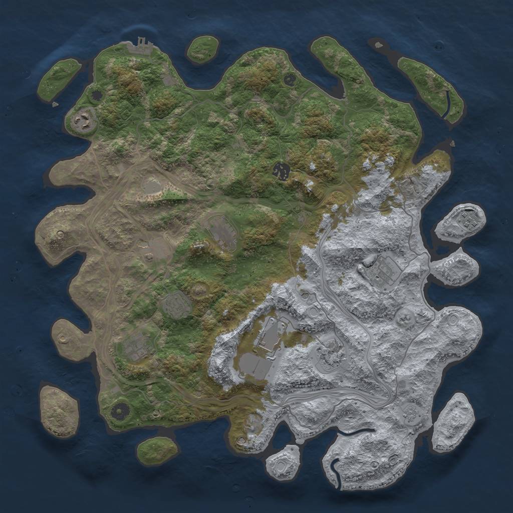 Rust Map: Procedural Map, Size: 4300, Seed: 64248302, 18 Monuments