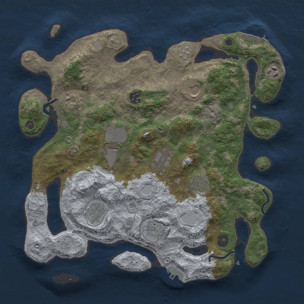 Rust Map: Procedural Map, Size: 3700, Seed: 8079259, 19 Monuments