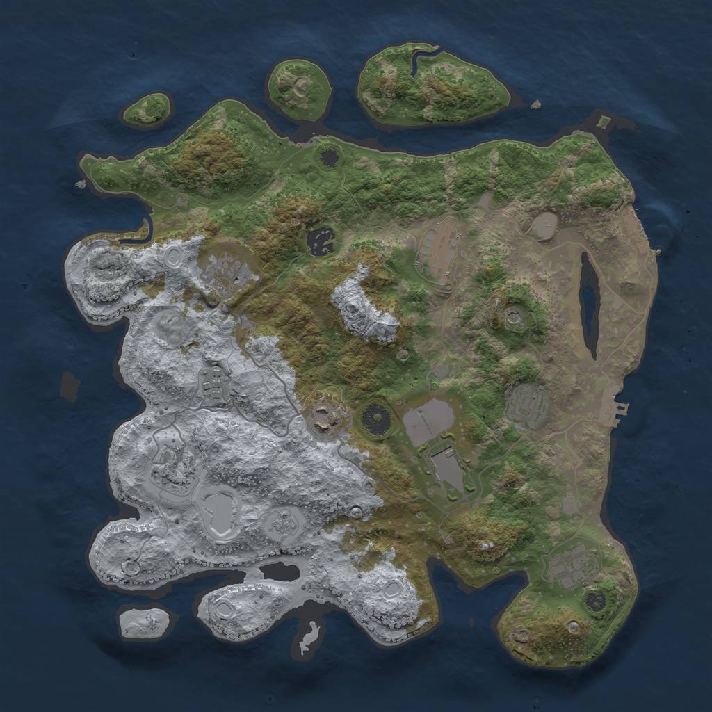 Rust Map: Procedural Map, Size: 3650, Seed: 1666109, 18 Monuments