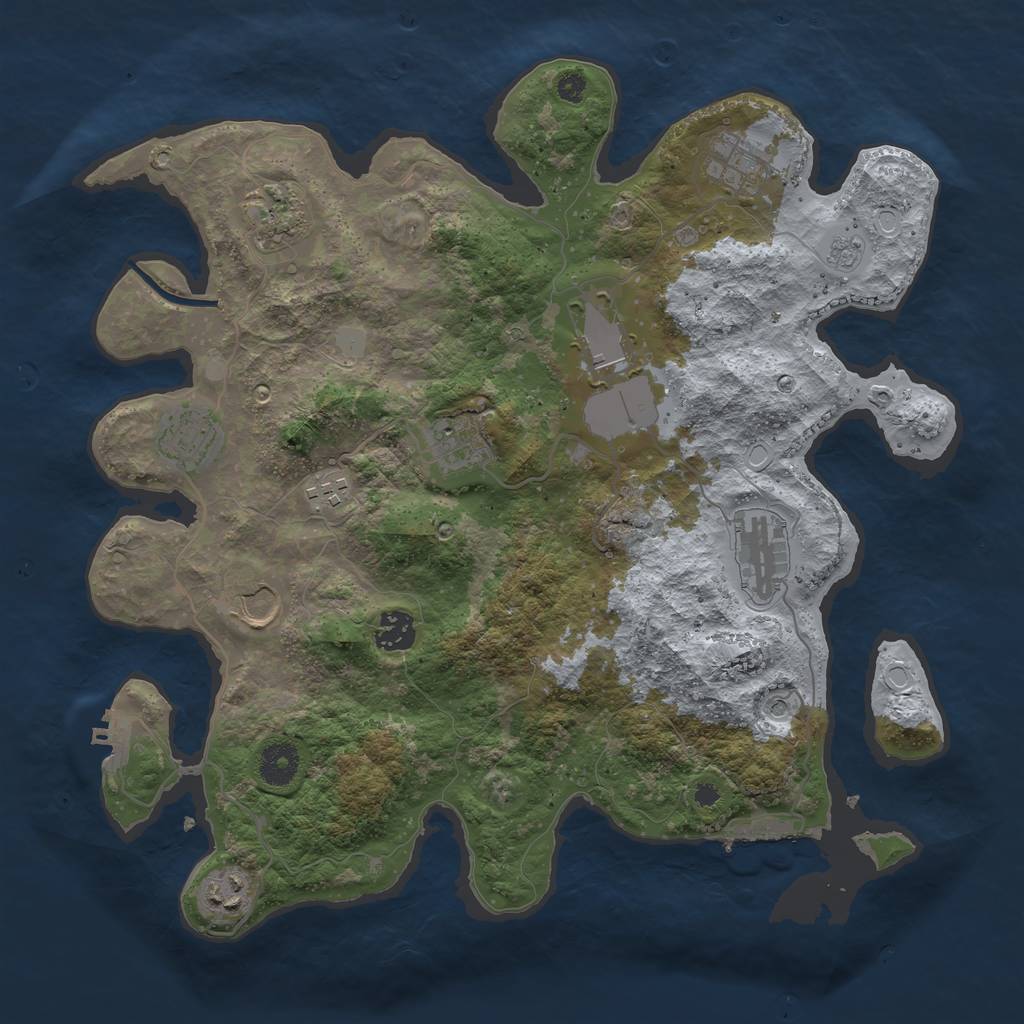 Rust Map: Procedural Map, Size: 3700, Seed: 10071398, 19 Monuments