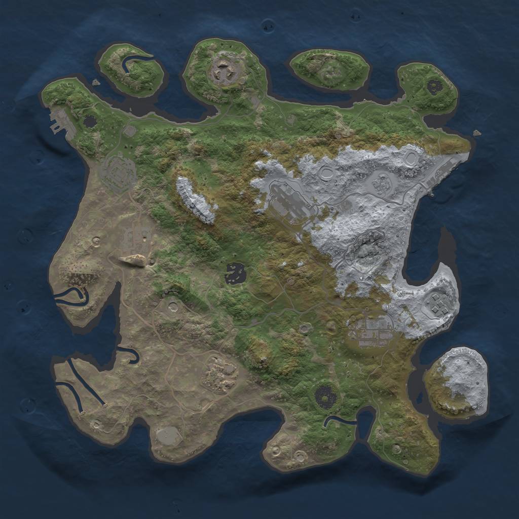 Rust Map: Procedural Map, Size: 3450, Seed: 52876022, 17 Monuments
