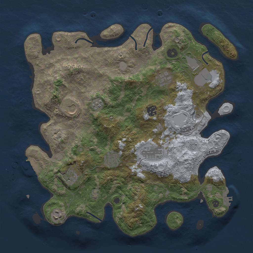 Rust Map: Procedural Map, Size: 3700, Seed: 46555994, 18 Monuments