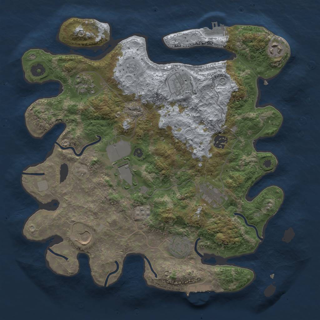 Rust Map: Procedural Map, Size: 3500, Seed: 6124094, 18 Monuments