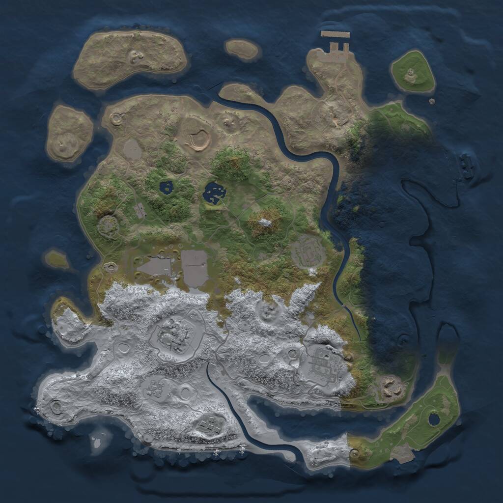 Rust Map: Procedural Map, Size: 3500, Seed: 41234159, 14 Monuments