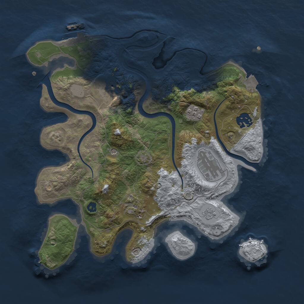 Rust Map: Procedural Map, Size: 3000, Seed: 2384533, 10 Monuments