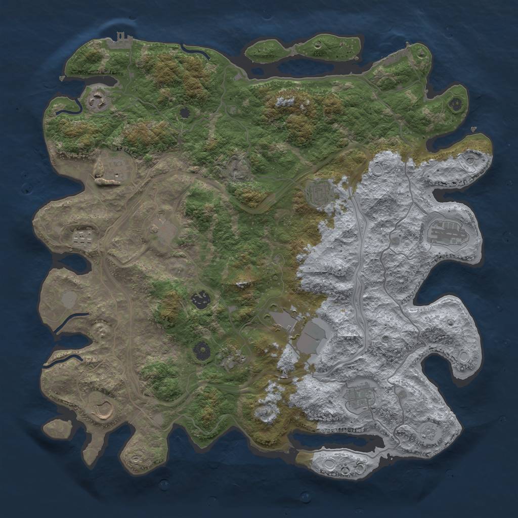 Rust Map: Procedural Map, Size: 4300, Seed: 30845264, 20 Monuments