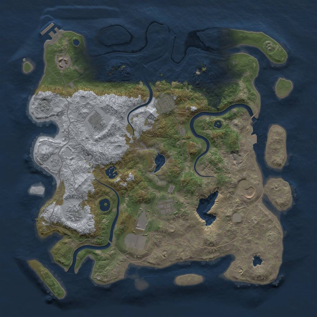 Rust Map: Procedural Map, Size: 4000, Seed: 1232556839, 14 Monuments
