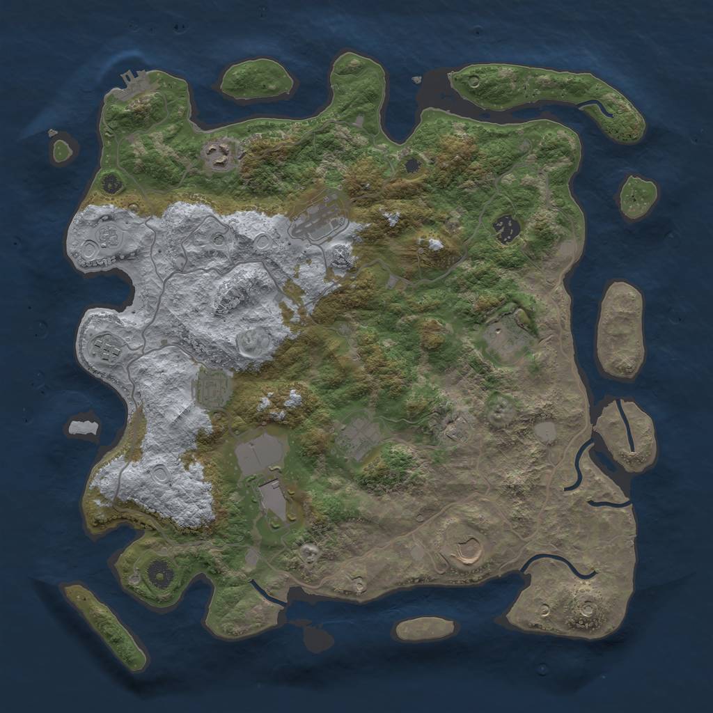Rust Map: Procedural Map, Size: 4000, Seed: 1232556839, 17 Monuments