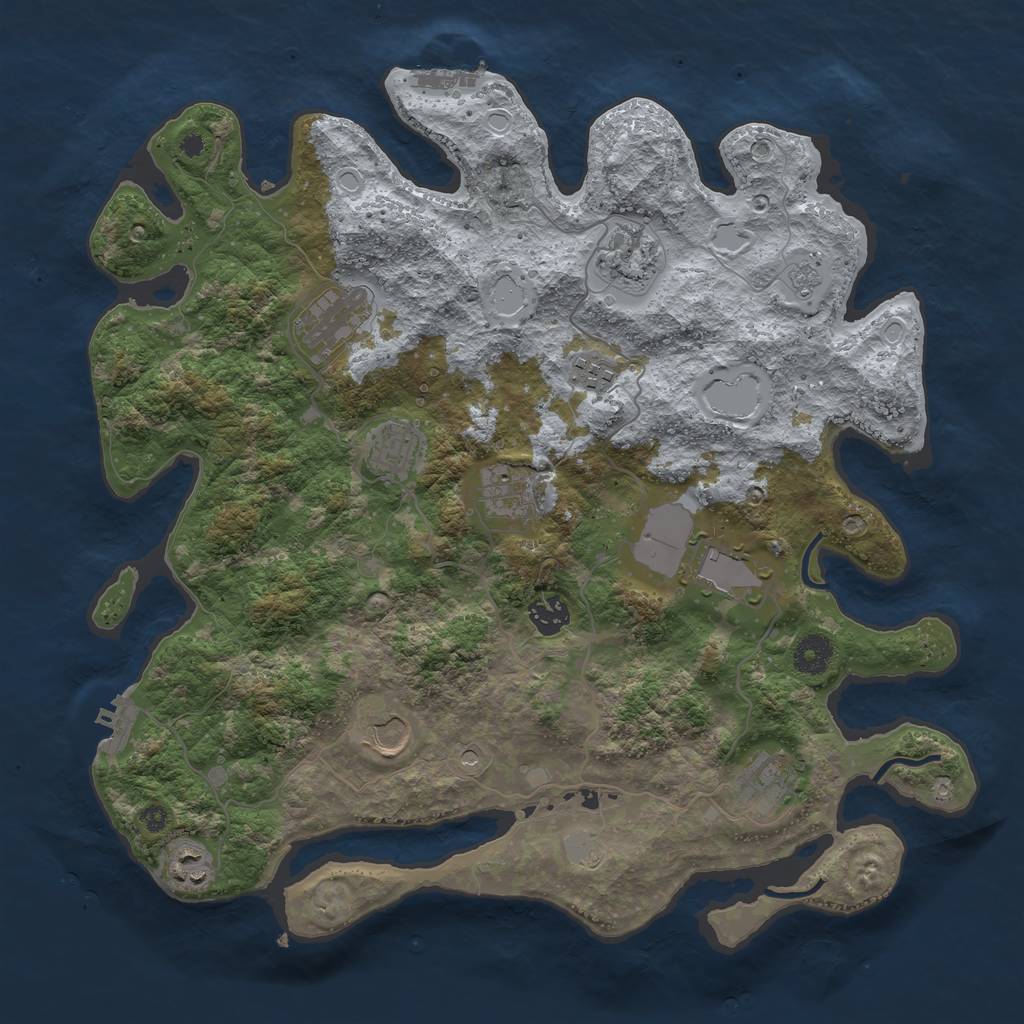 Rust Map: Procedural Map, Size: 3850, Seed: 769020149, 19 Monuments