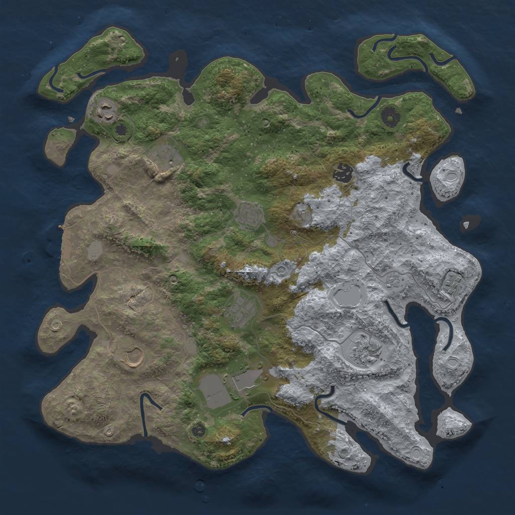 Rust Map: Procedural Map, Size: 3950, Seed: 345306624, 17 Monuments
