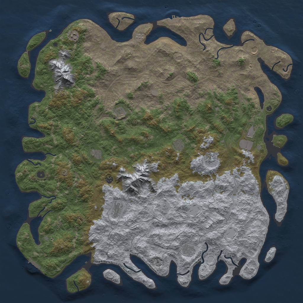 Rust Map: Procedural Map, Size: 6000, Seed: 54635, 20 Monuments