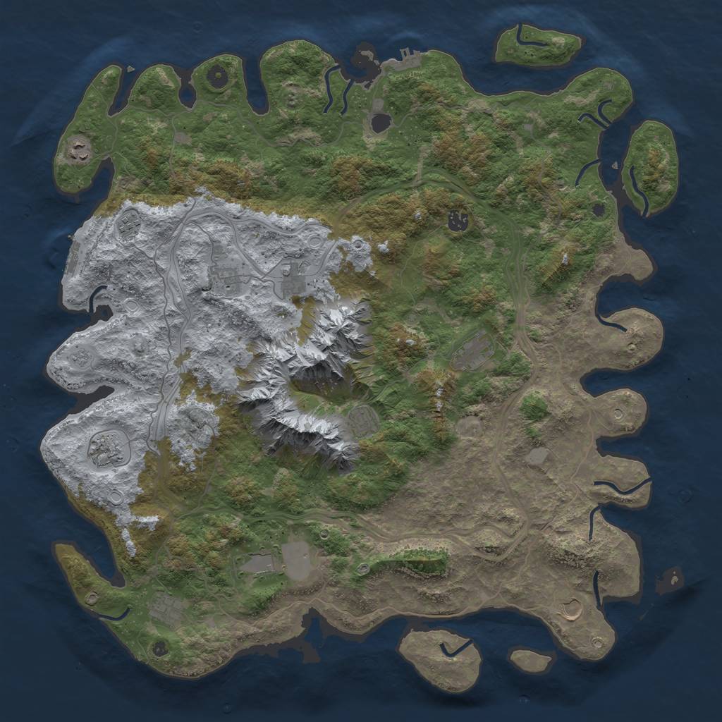 Rust Map: Procedural Map, Size: 5000, Seed: 1852451493, 20 Monuments