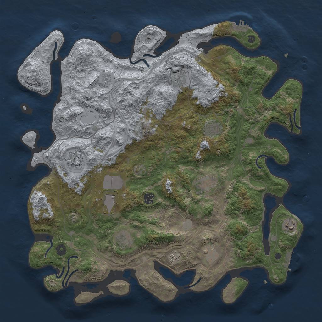 Rust Map: Procedural Map, Size: 4300, Seed: 71620956, 19 Monuments