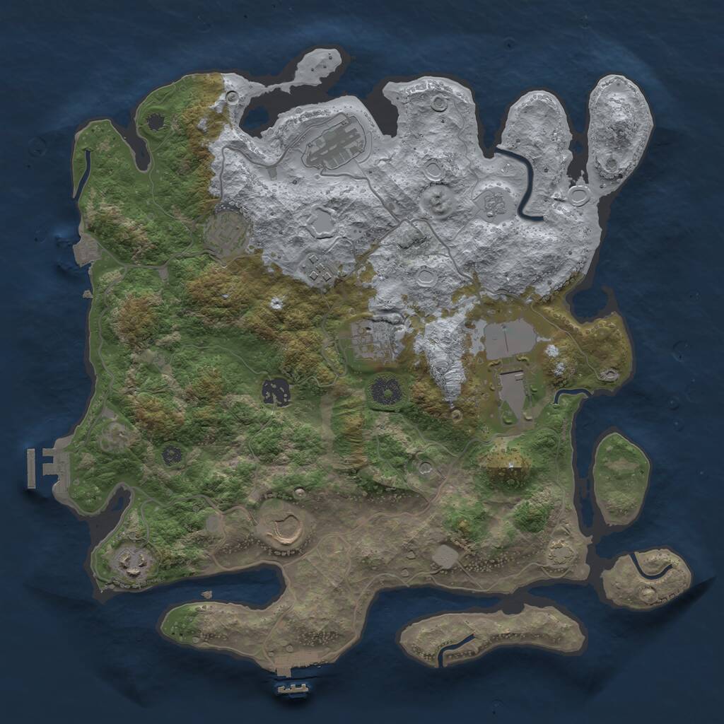 Rust Map: Procedural Map, Size: 3650, Seed: 61510306, 14 Monuments