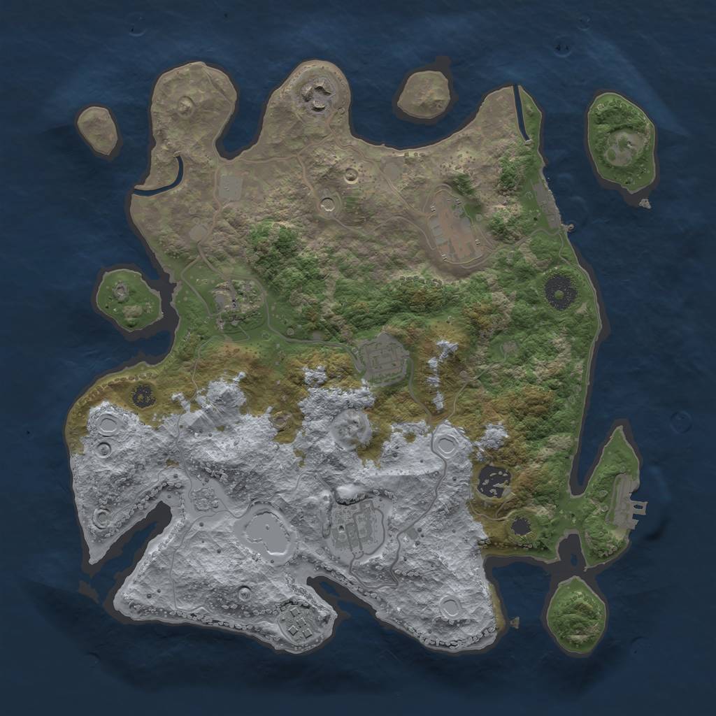 Rust Map: Procedural Map, Size: 3250, Seed: 295719, 16 Monuments