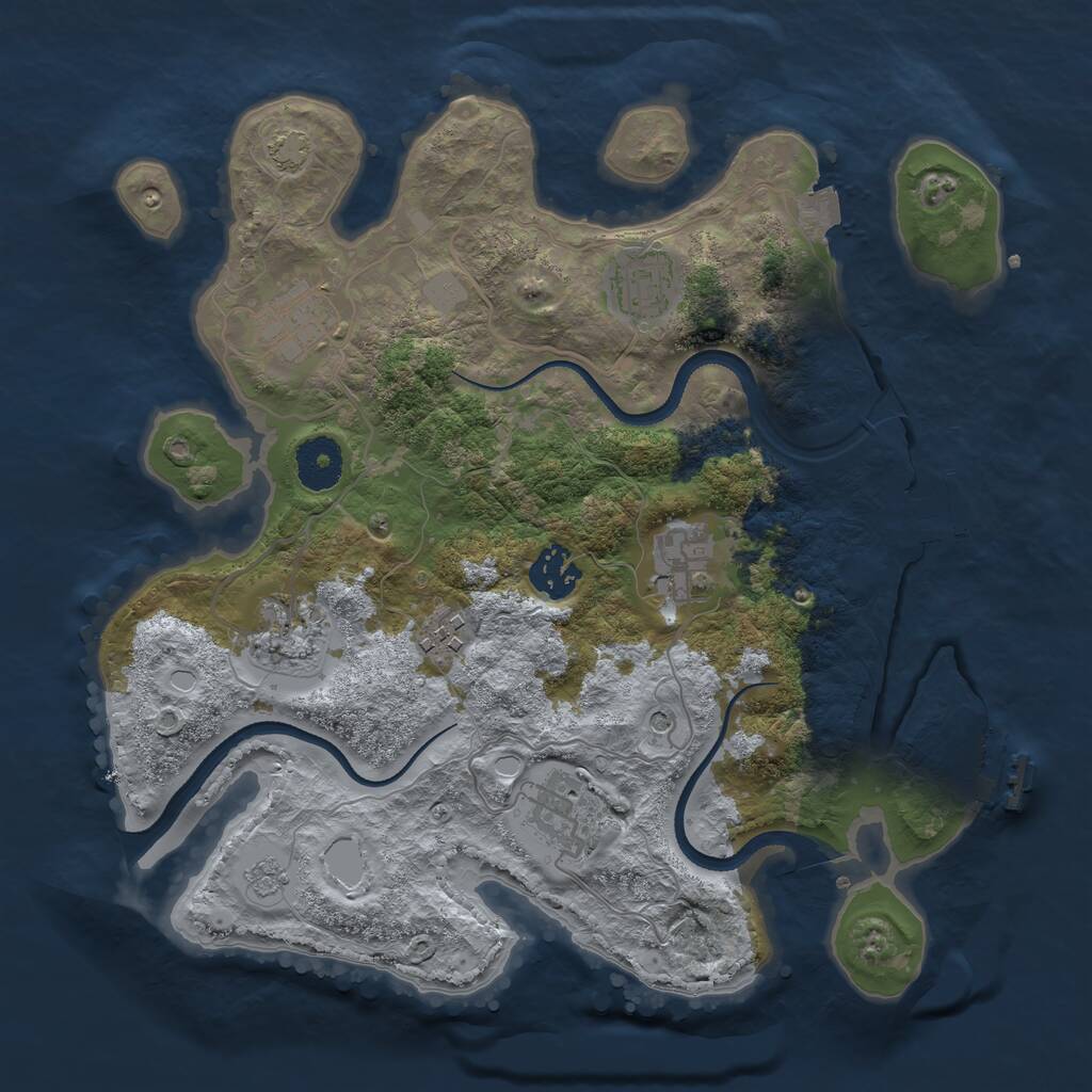 Rust Map: Procedural Map, Size: 3250, Seed: 295719, 13 Monuments