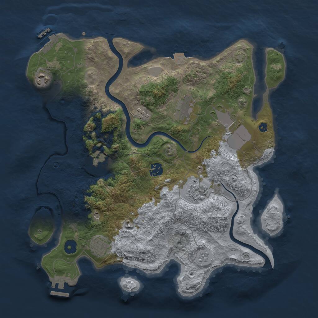 Rust Map: Procedural Map, Size: 3500, Seed: 763453686, 14 Monuments