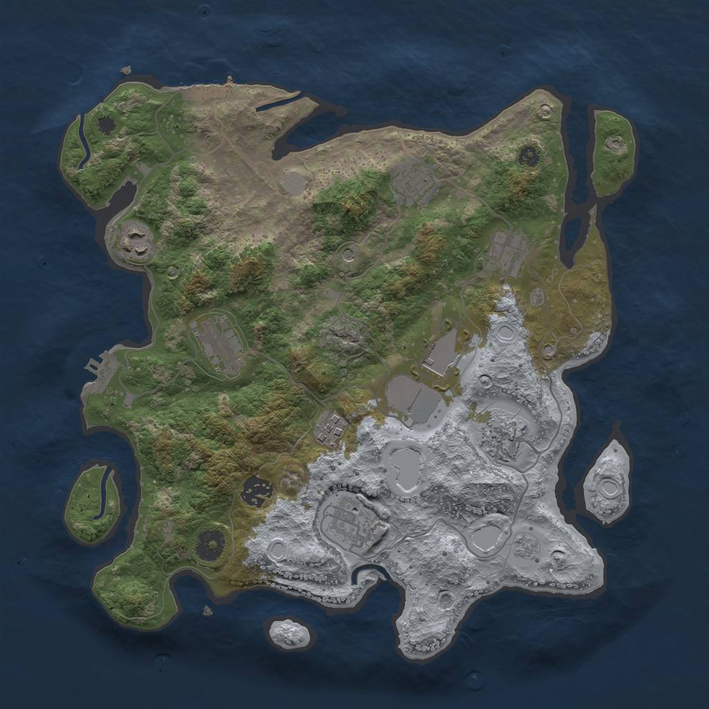 Rust Map: Procedural Map, Size: 3500, Seed: 763453686, 18 Monuments