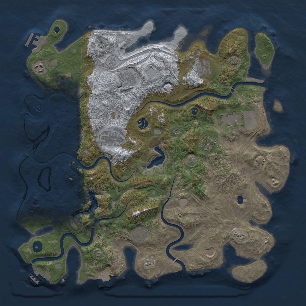 Rust Map: Procedural Map, Size: 4300, Seed: 1051202727, 16 Monuments