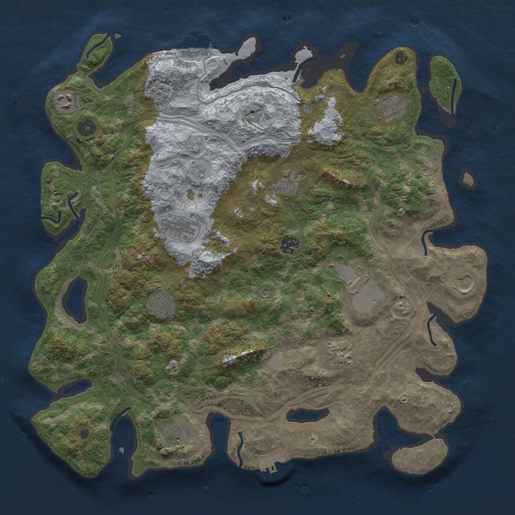 Rust Map: Procedural Map, Size: 4300, Seed: 1051202727, 20 Monuments