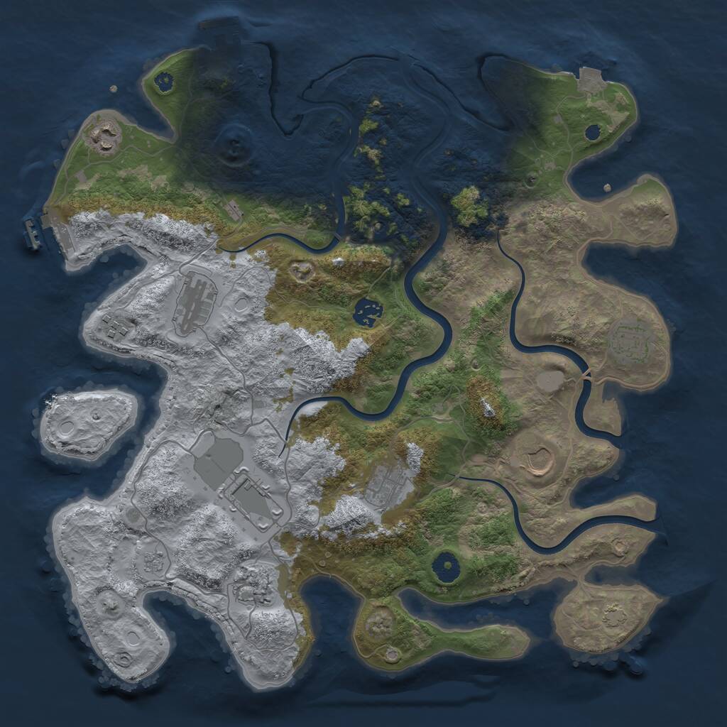 Rust Map: Procedural Map, Size: 3850, Seed: 1039129537, 15 Monuments