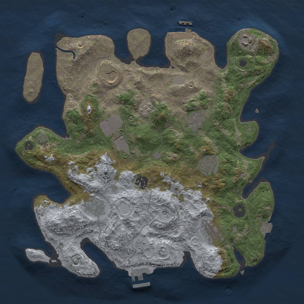 Rust Map: Procedural Map, Size: 3550, Seed: 57038485, 15 Monuments