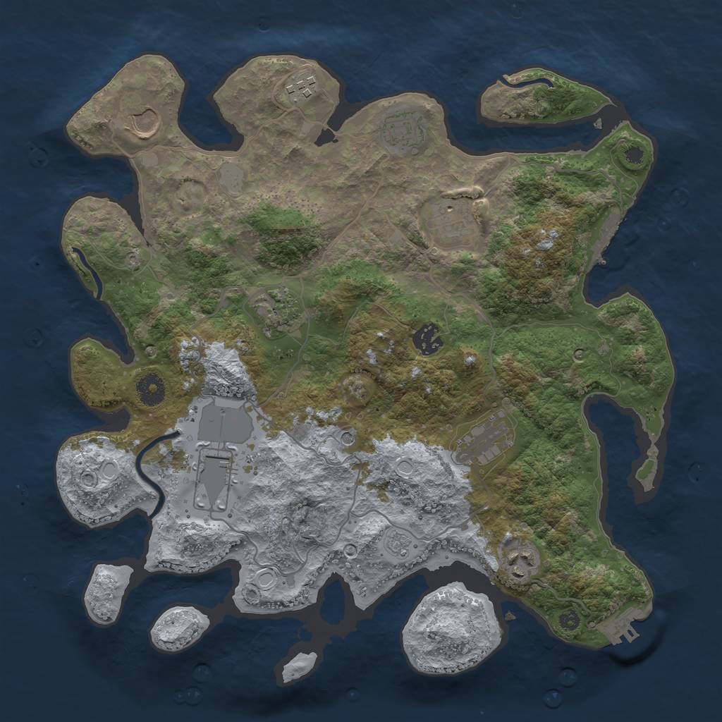 Rust Map: Procedural Map, Size: 3600, Seed: 35254859, 18 Monuments
