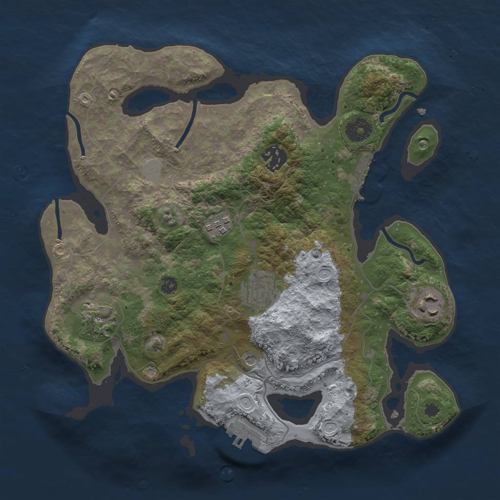 Rust Map: Procedural Map, Size: 3000, Seed: 8734537, 13 Monuments