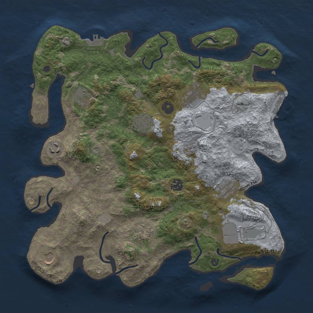 Rust Map: Procedural Map, Size: 3850, Seed: 581839565, 19 Monuments