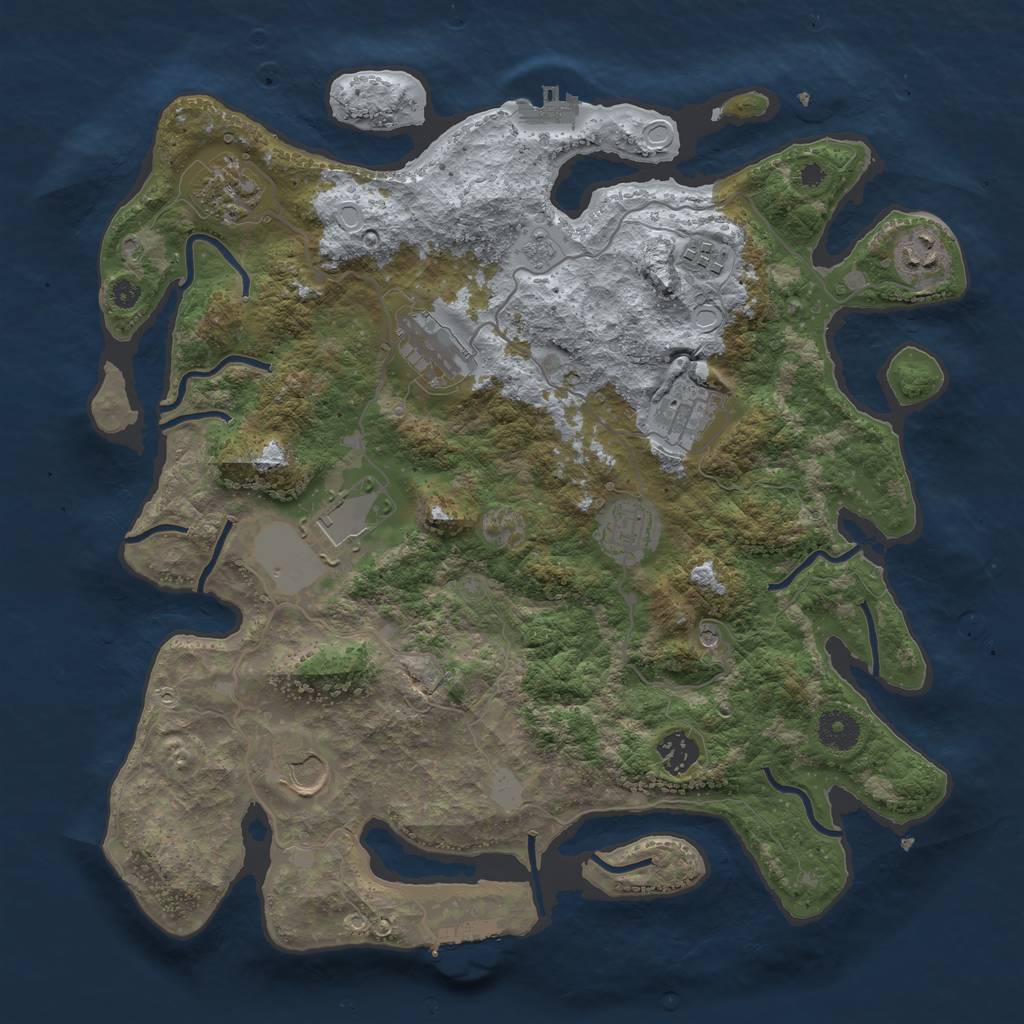 Rust Map: Procedural Map, Size: 3750, Seed: 7838, 18 Monuments