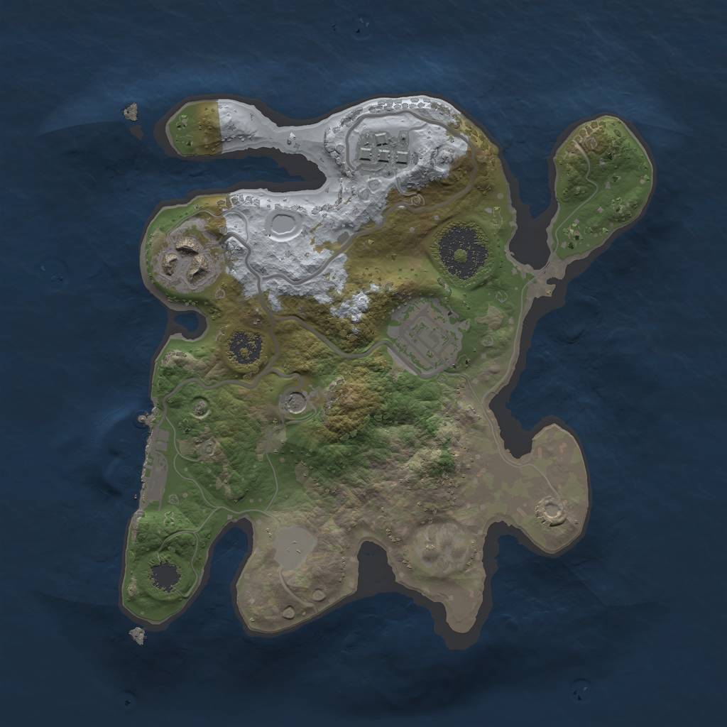 Rust Map: Procedural Map, Size: 2220, Seed: 628342, 10 Monuments