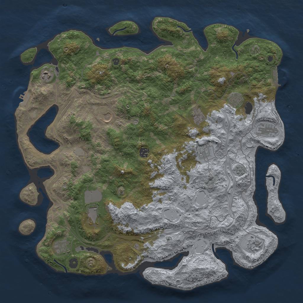 Rust Map: Procedural Map, Size: 4550, Seed: 1125880662, 20 Monuments