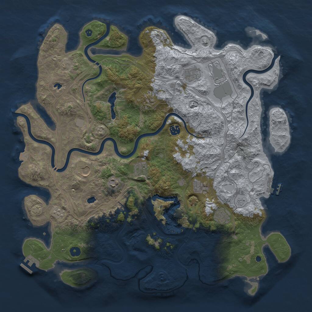 Rust Map: Procedural Map, Size: 4500, Seed: 969315184, 16 Monuments