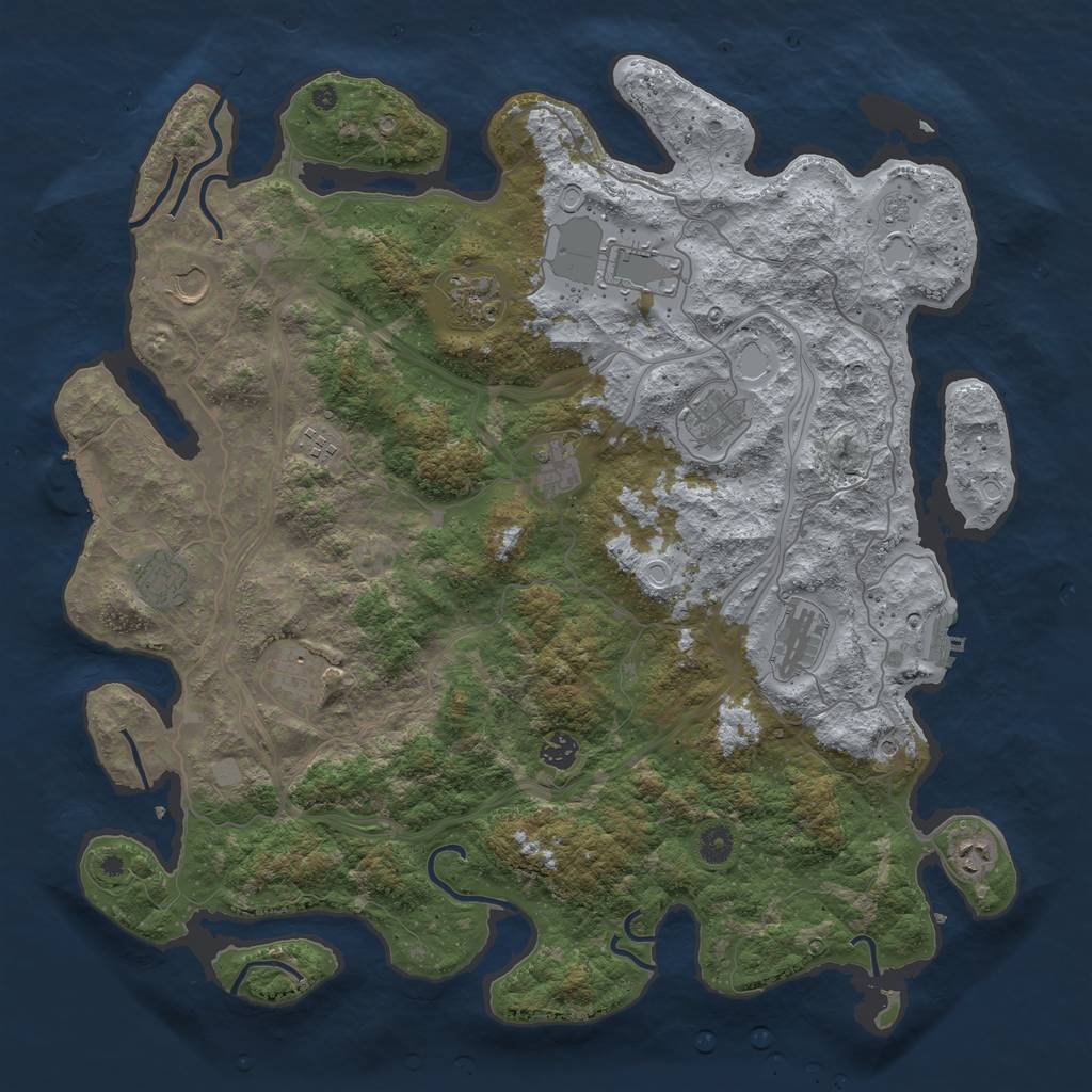 Rust Map: Procedural Map, Size: 4500, Seed: 969315184, 20 Monuments
