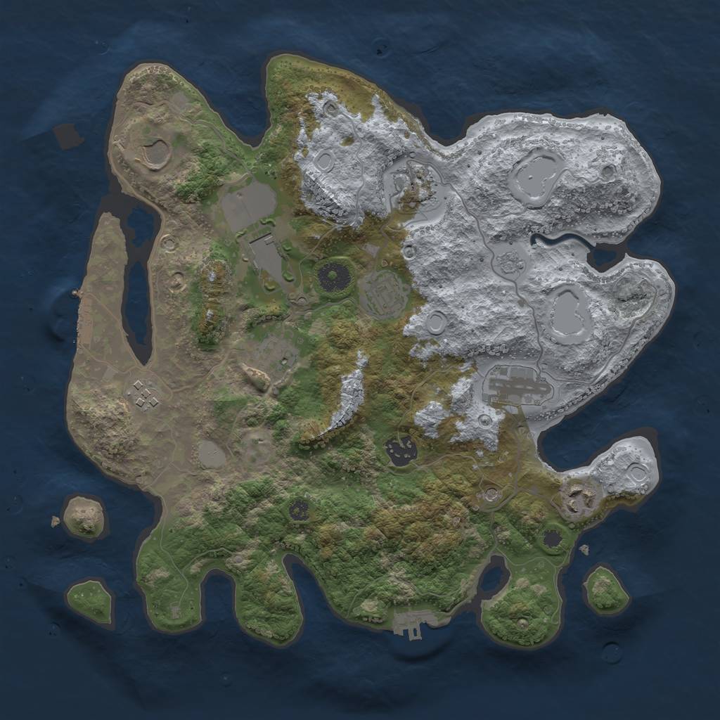Rust Map: Procedural Map, Size: 3500, Seed: 518300204, 18 Monuments