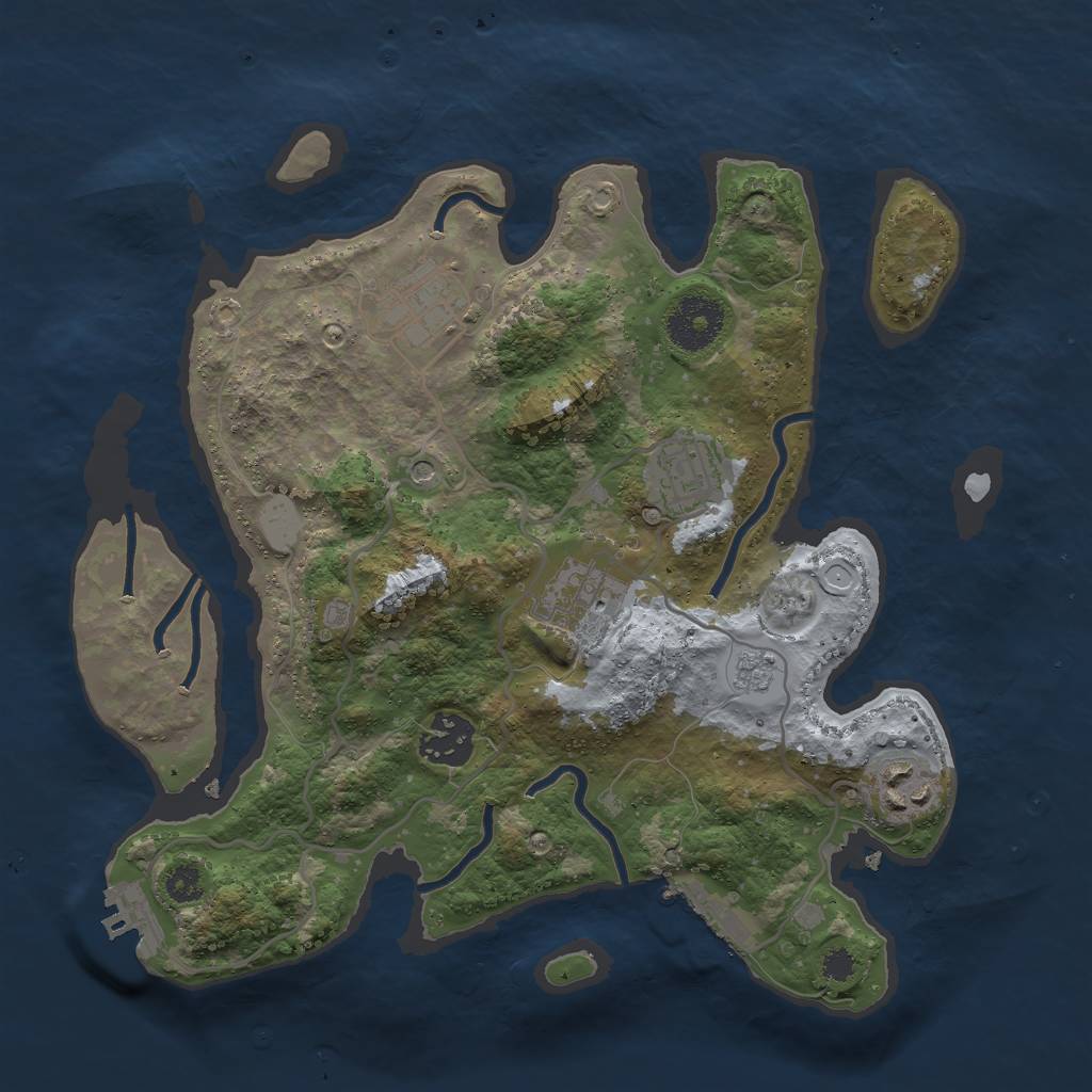 Rust Map: Procedural Map, Size: 3000, Seed: 1781245844, 14 Monuments