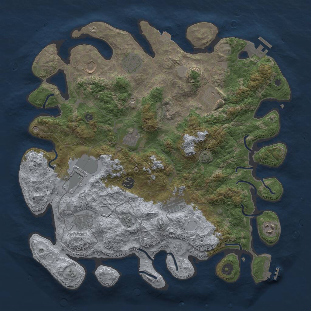 Rust Map: Procedural Map, Size: 3950, Seed: 13580910, 16 Monuments