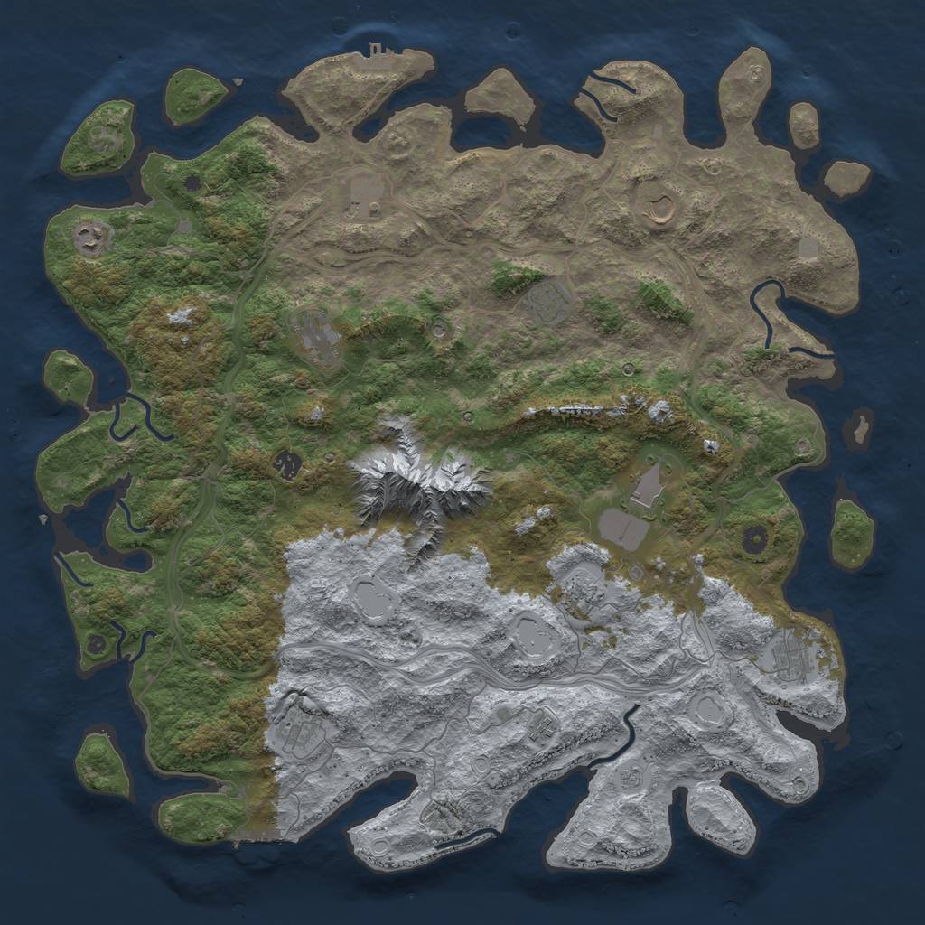 Rust Map: Procedural Map, Size: 5000, Seed: 122223233, 20 Monuments