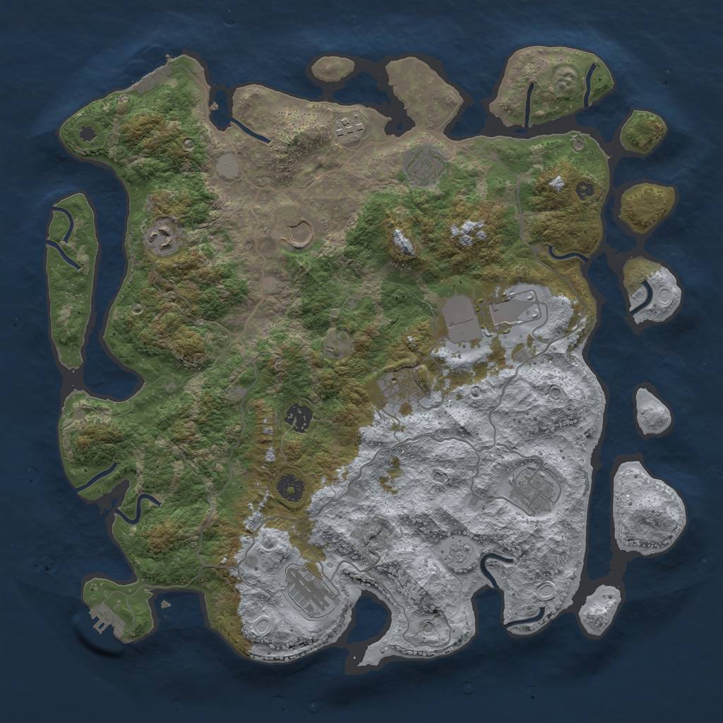 Rust Map: Procedural Map, Size: 4000, Seed: 2005935139, 18 Monuments