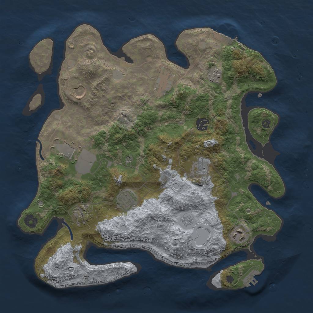 Rust Map: Procedural Map, Size: 3500, Seed: 2079488701, 18 Monuments